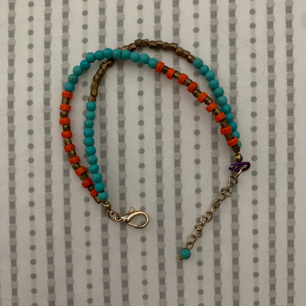 Turquoise/orange beaded bracelet
